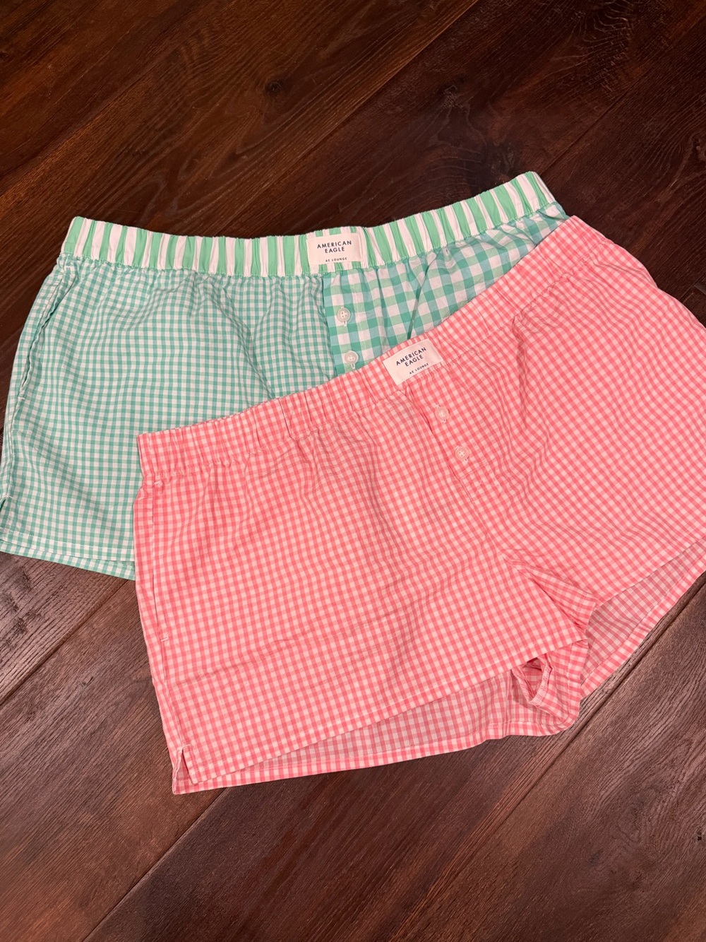 NWT American Eagle XL Gingham Micro Boxy Boxer Shorts Bundle Red Green Casual